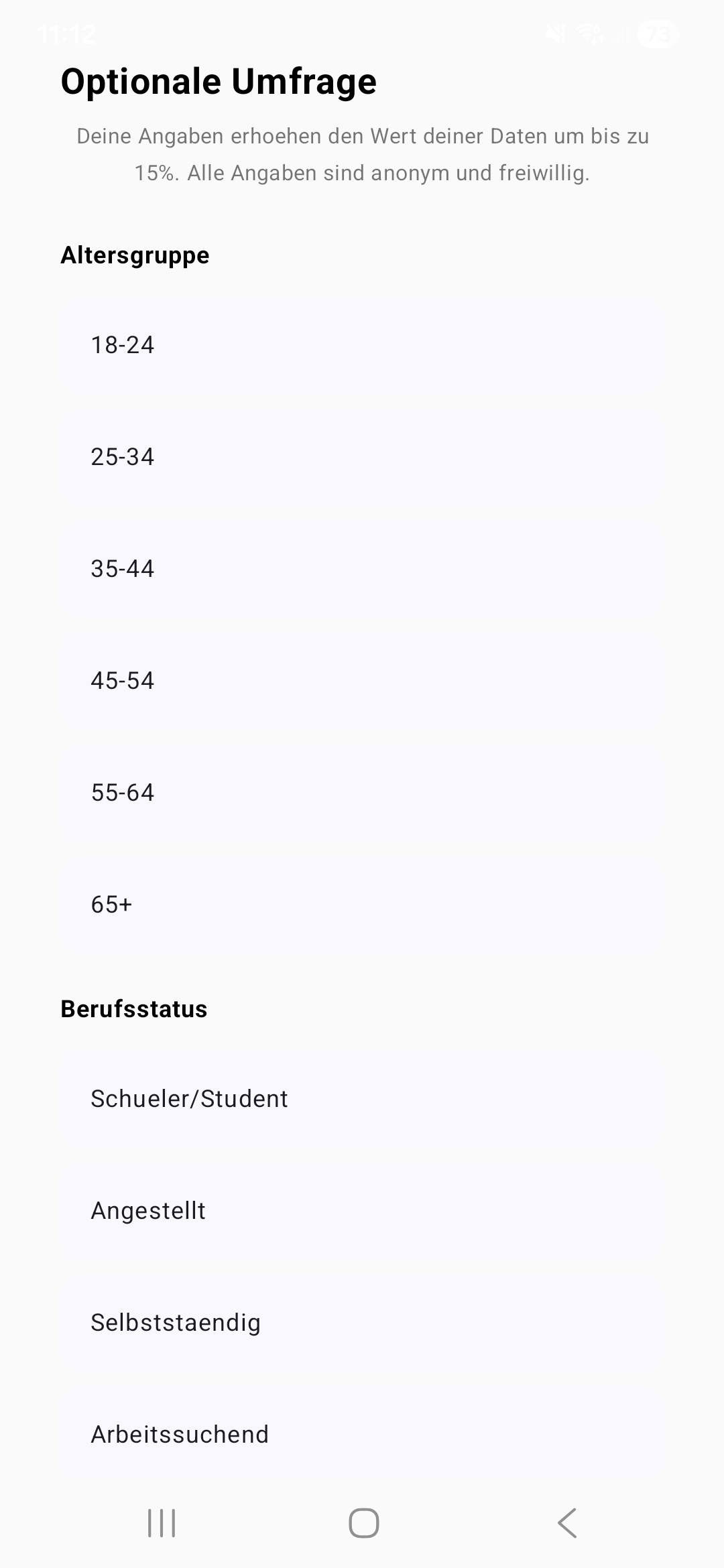 Umfrage Altersgruppe