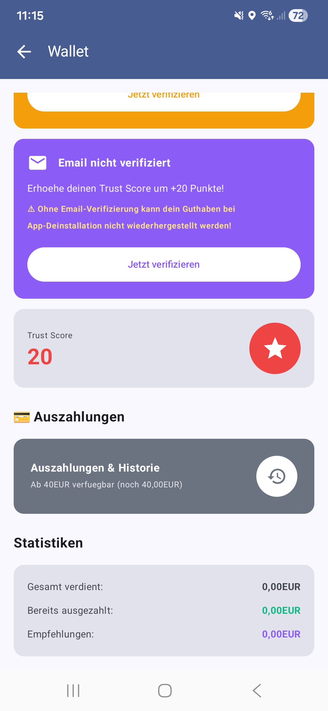 Wallet unten